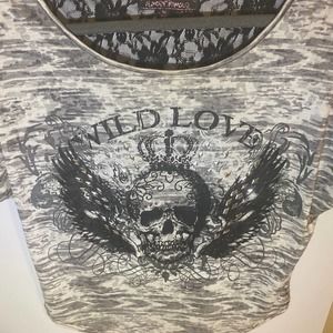 Almost Famous Wild Love Lace Short Sleeve Shirt Top Size Medium